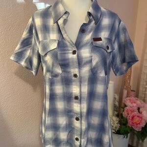 DIXXON Blue and White Checkered Button Down Shirt